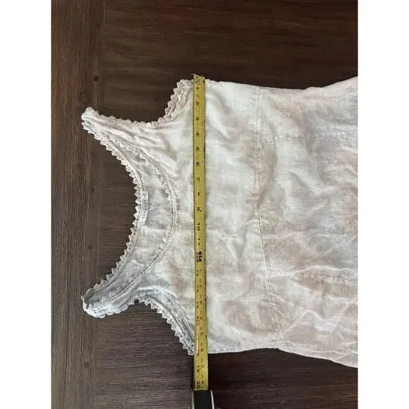 Tempo Paris Dress Womens Small Beige Linen Midi Ruffle Hem Sundress Italy - Picture 5 of 7